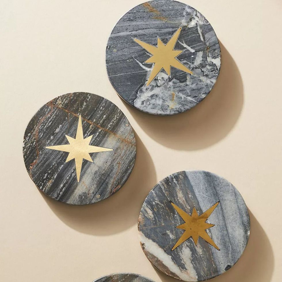 John Lewis Round Marble Coasters, Set of 4, White