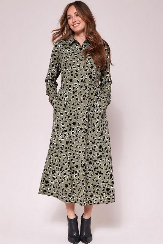 COS Leopard-Print Midi Shirt Dress in YELLOW / LEOPARD
