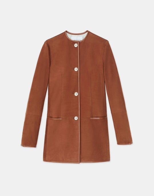 Paperfine Suede Collarless Jacket Paperfine Suede Collarless Jacket