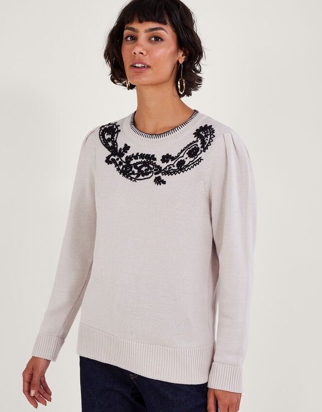 White on sale embroidered jumper