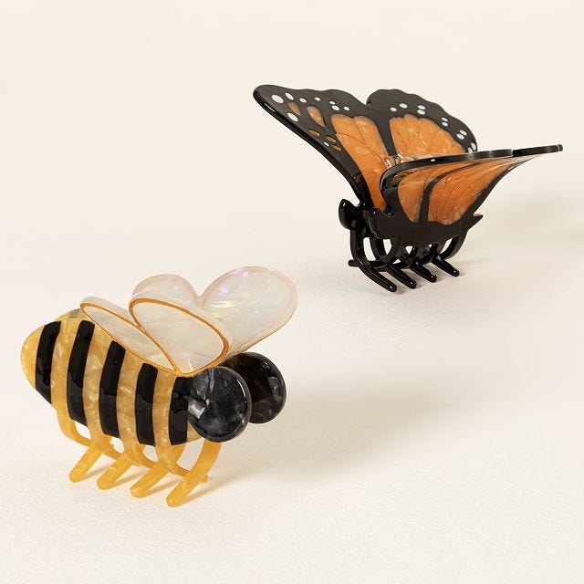 Butterfly & Bee Hand-Painted Hair Clip