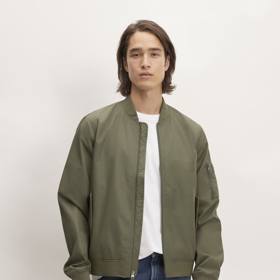 Men Bomber Jacket Patches Army Green by Brit Boss