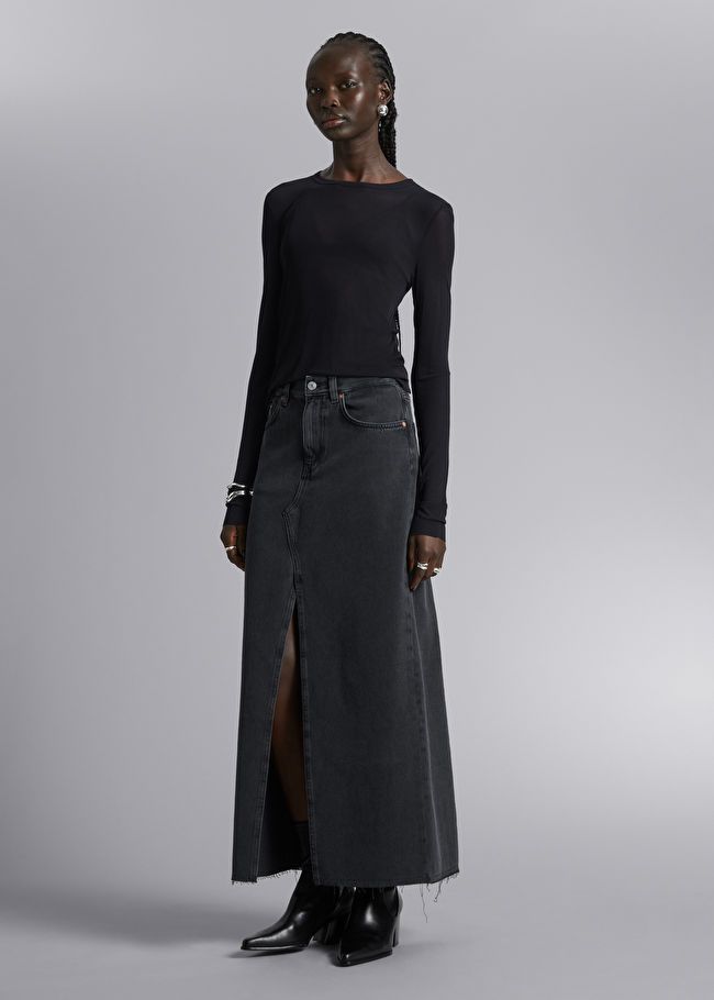 Joy A-Line Long Denim Skirt - FINAL SALE – Inherit Co.