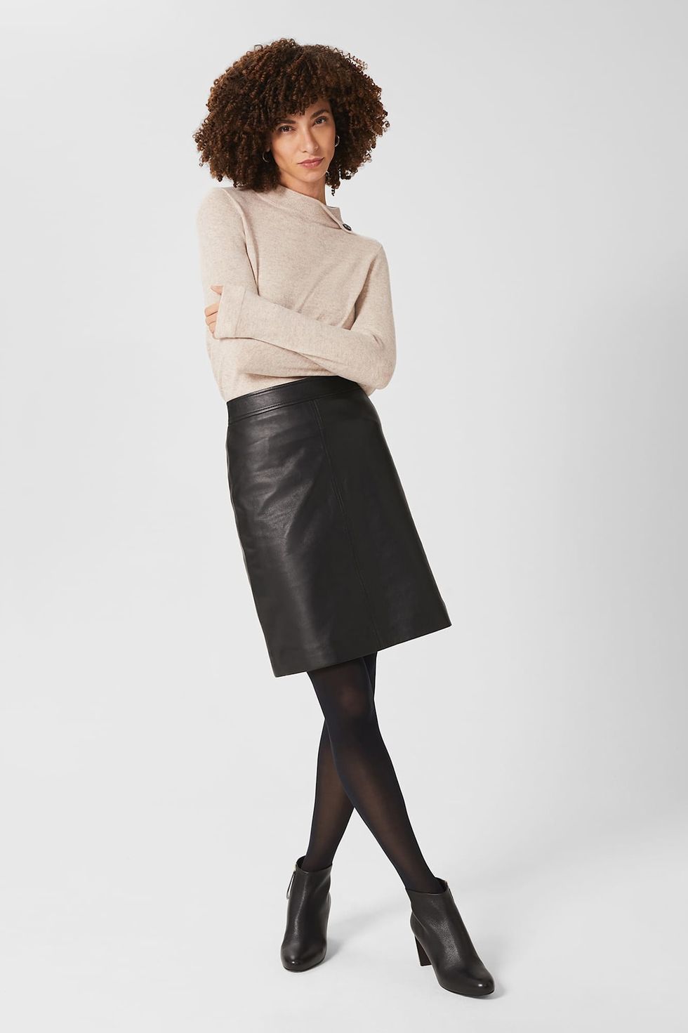 Leather Midi A-Line Skirt, SOSANDAR