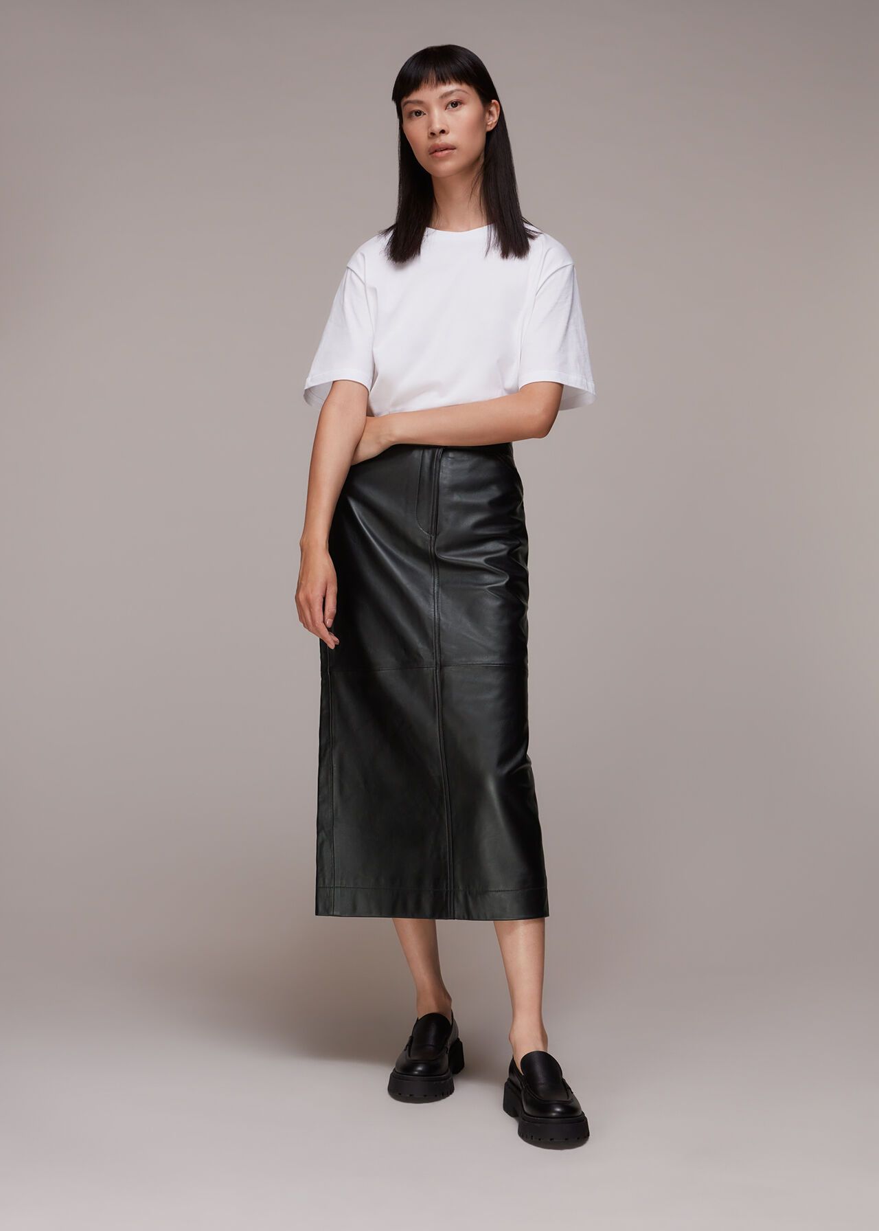 Whistles leather a outlet line mini skirt