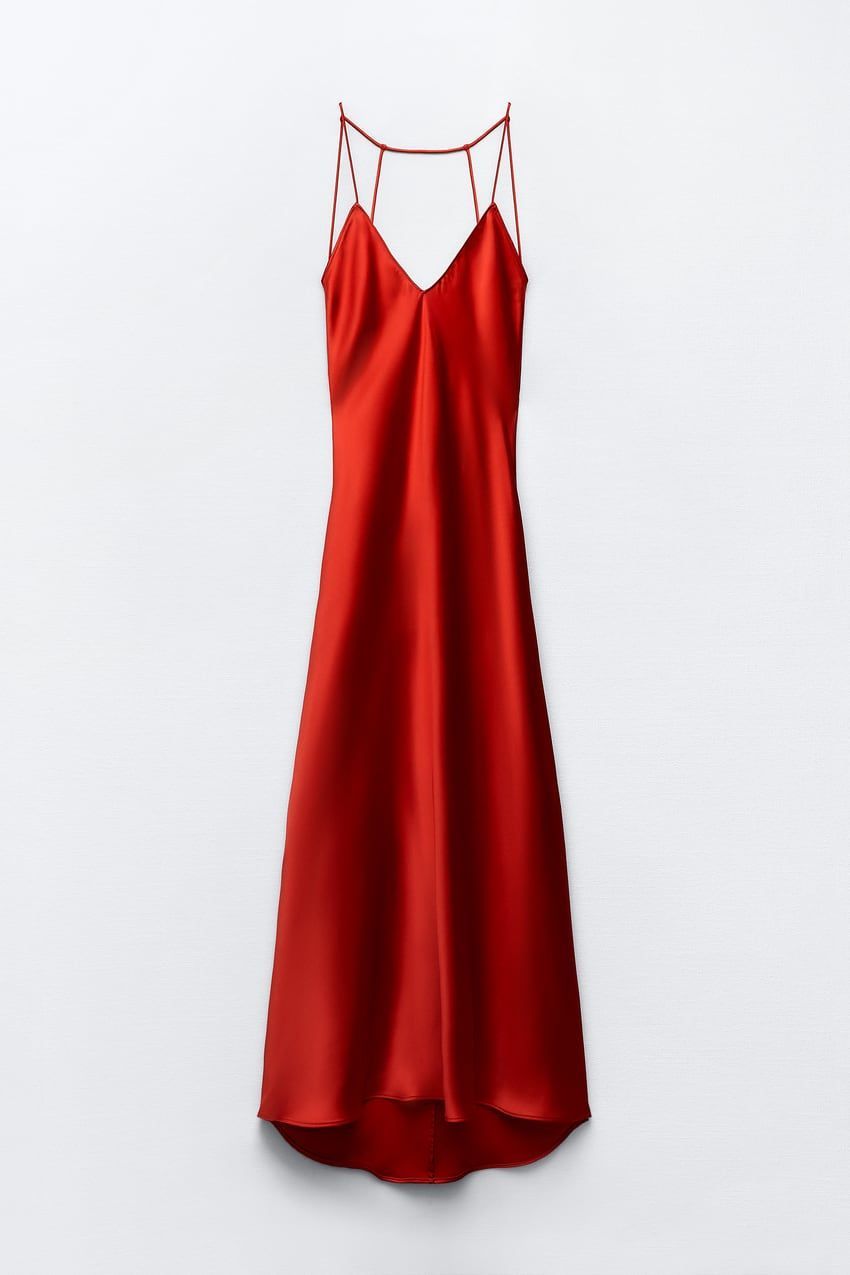 Vestido rojo tirantes discount zara