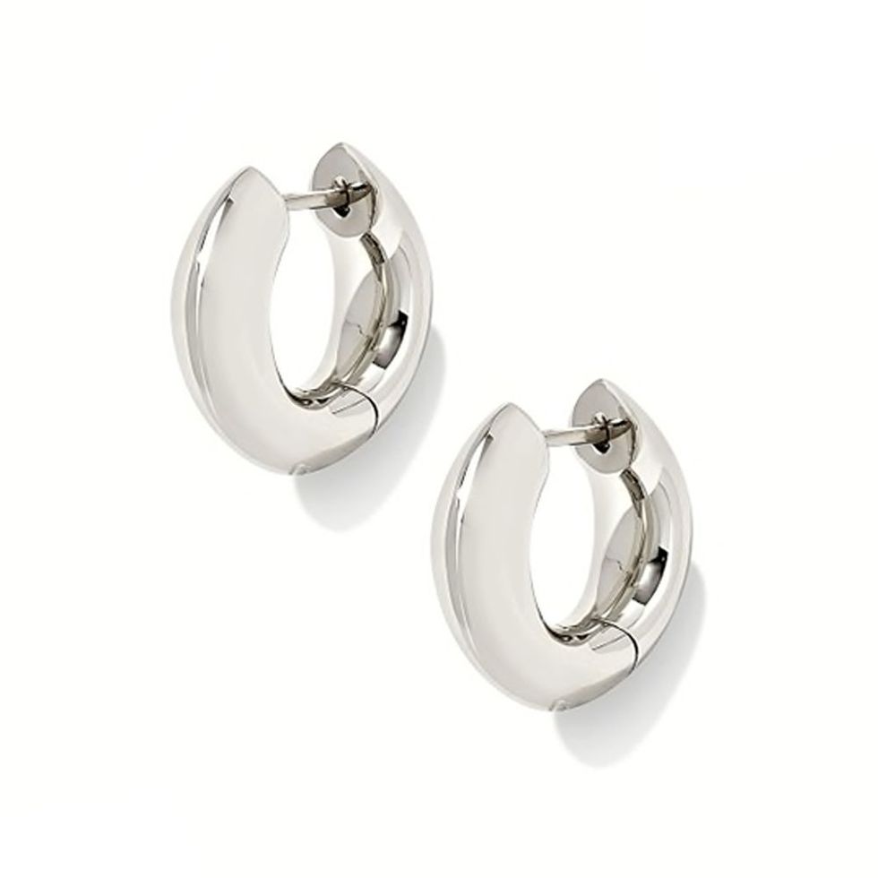 Mikki Metal Huggie Earrings in Silver