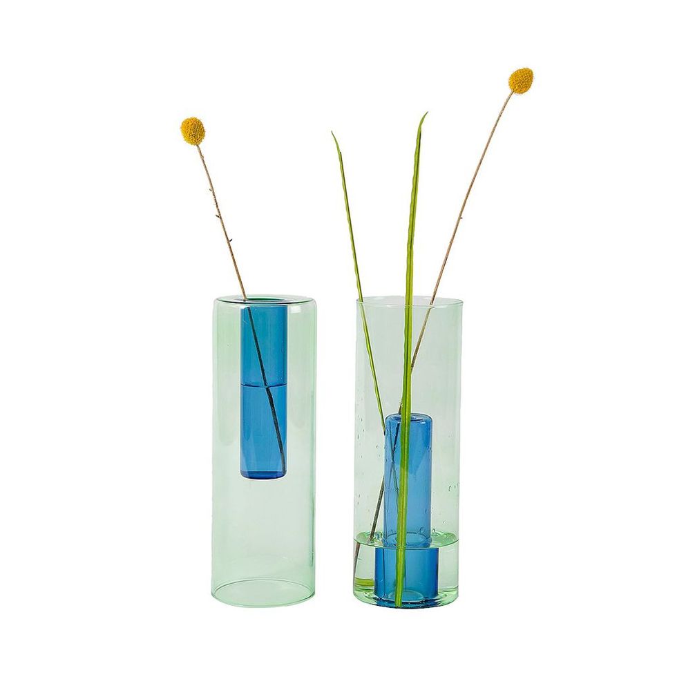 Large Reversible Glass Vase in Green.
