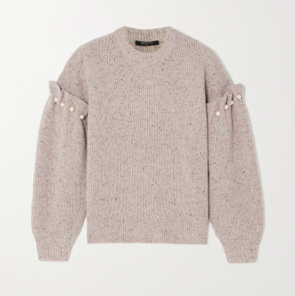 'Kirsty' Faux Pearl-Embellished Wool-Blend Sweater