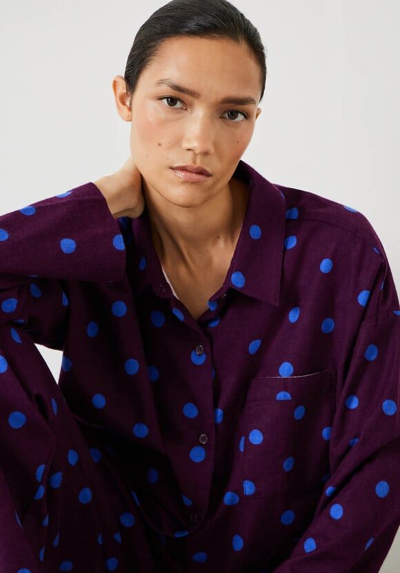 Button up polka dot hot sale shirt