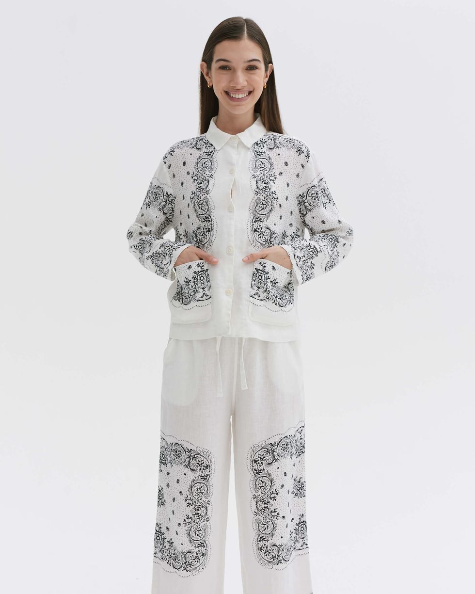 DAETIROS Skin Friendly Fashion Comfortable Christmas Print Womens Pajama  White 