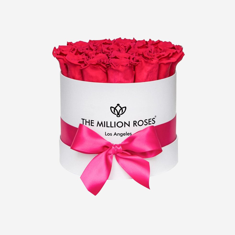 Classic White Box | Hot Pink Roses