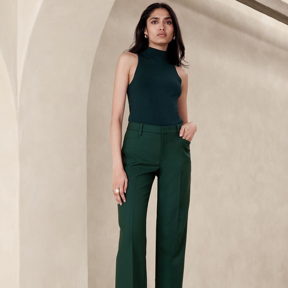 Fashion Dress Pants For Women Stretchy High Waist Straight Leg Trouser With  Pockets Comfy Business Work Long Pants Slacks- Green @ Best Price Online