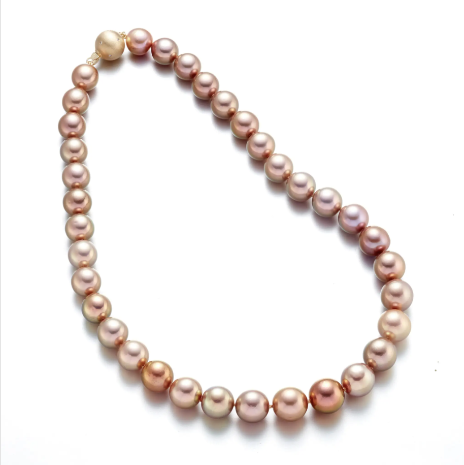 Metallic Pink Pearl Necklace