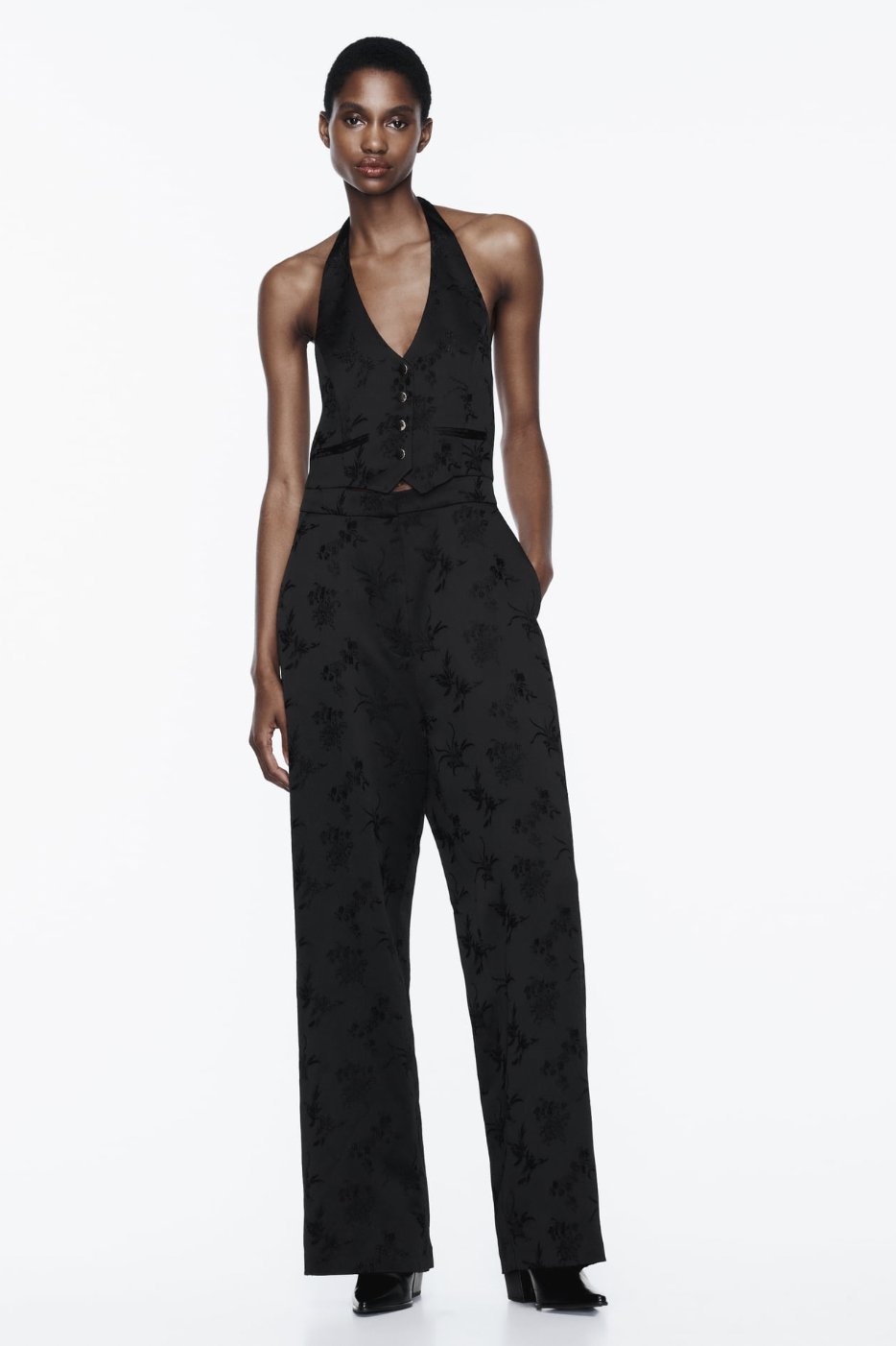 TRAF 2023 Fashion Women Black Pinstripe Suit Short Vest Sleeveless
