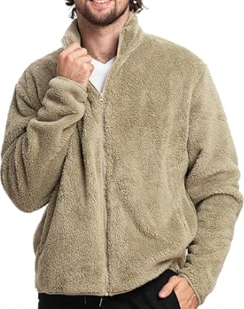 Mens sherpa lined fleece jacket best sale