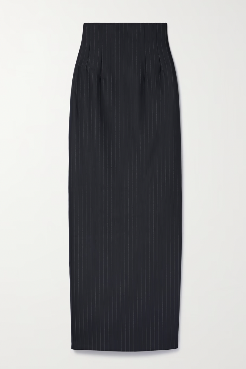 'Loxley' Pinstriped Wool-Blend Maxi Skirt