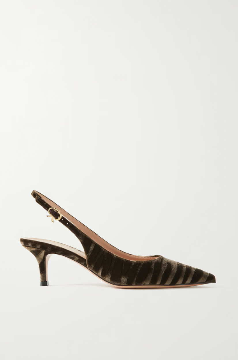 Ribbon 55 Devoré-Velvet Slingback Pumps