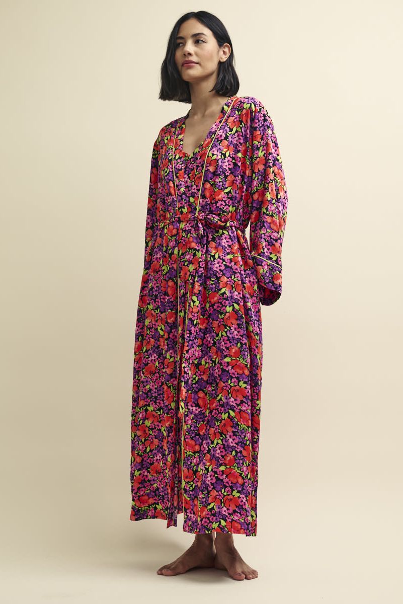 Bright Floral Pyjama Dressing Gown Robe
