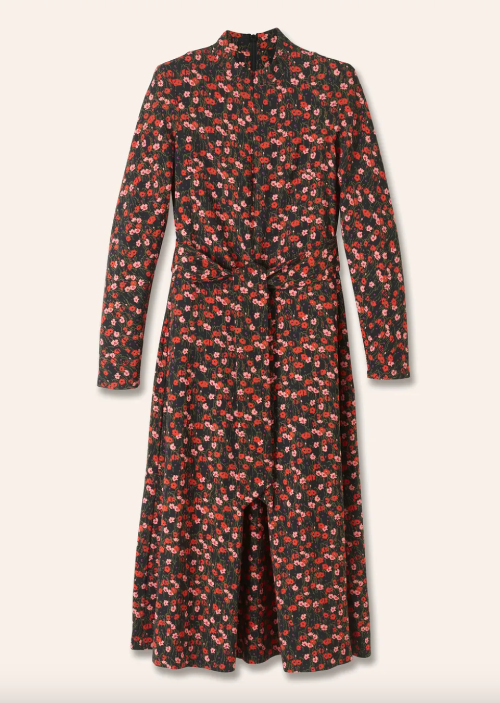 Flower Meadow Print Midi Dress + Belt