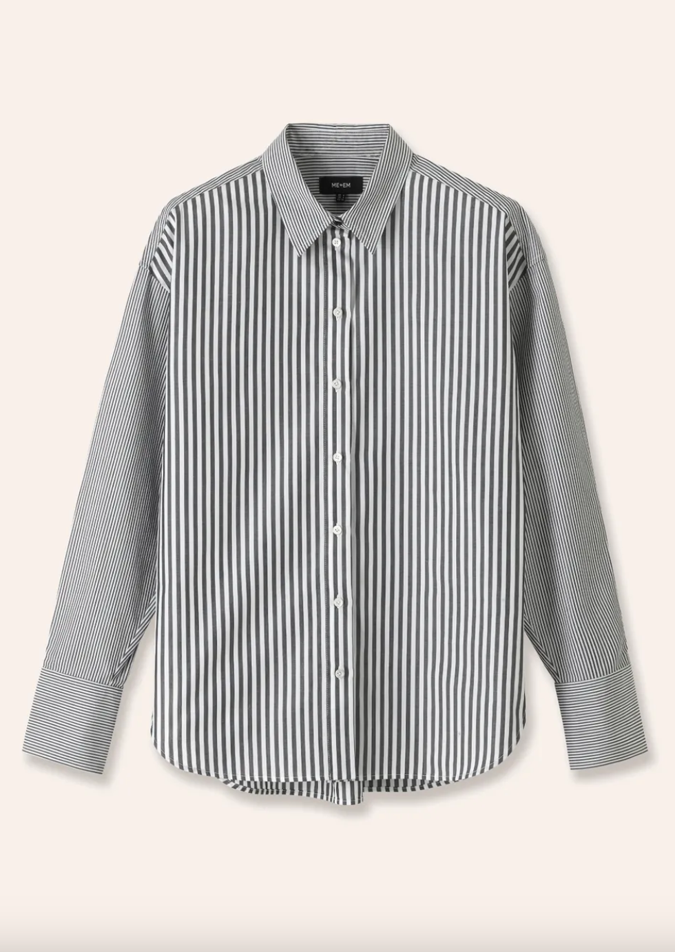 Cotton Mixed Stripe Boyfriend Shirt