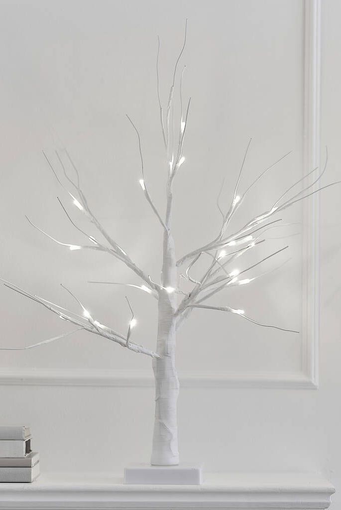 White Christmas Twig Tree With Lights