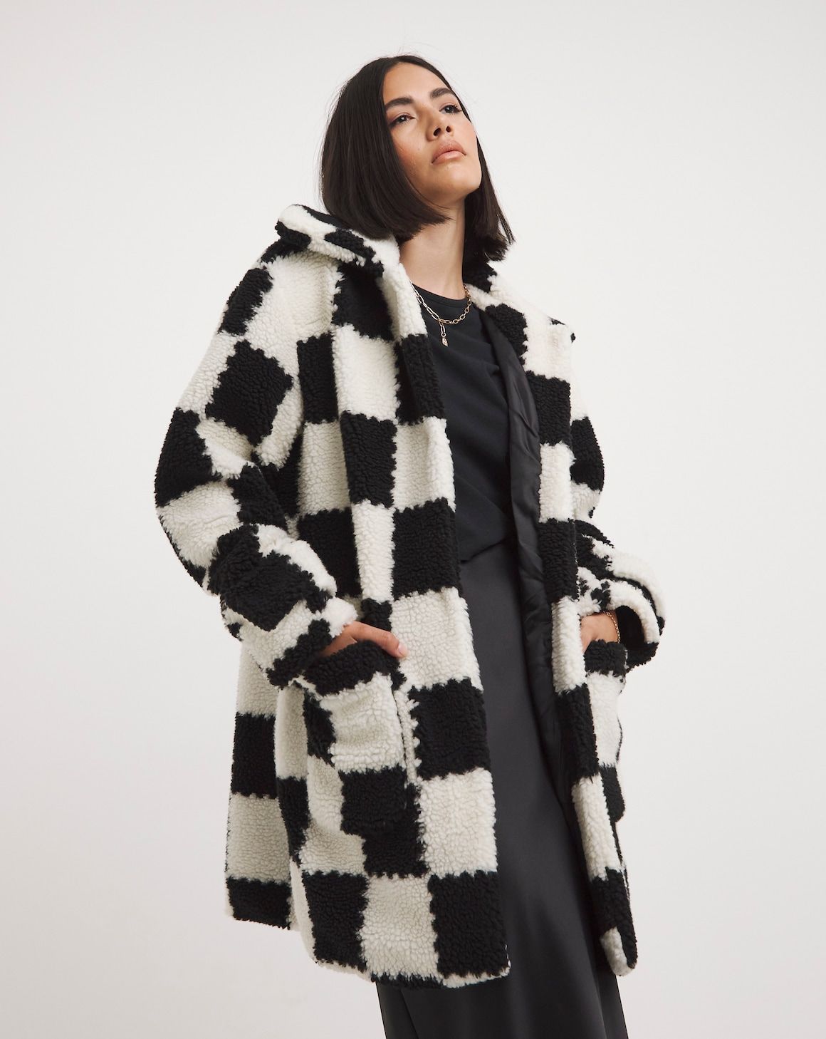 Plus size black hot sale teddy coat