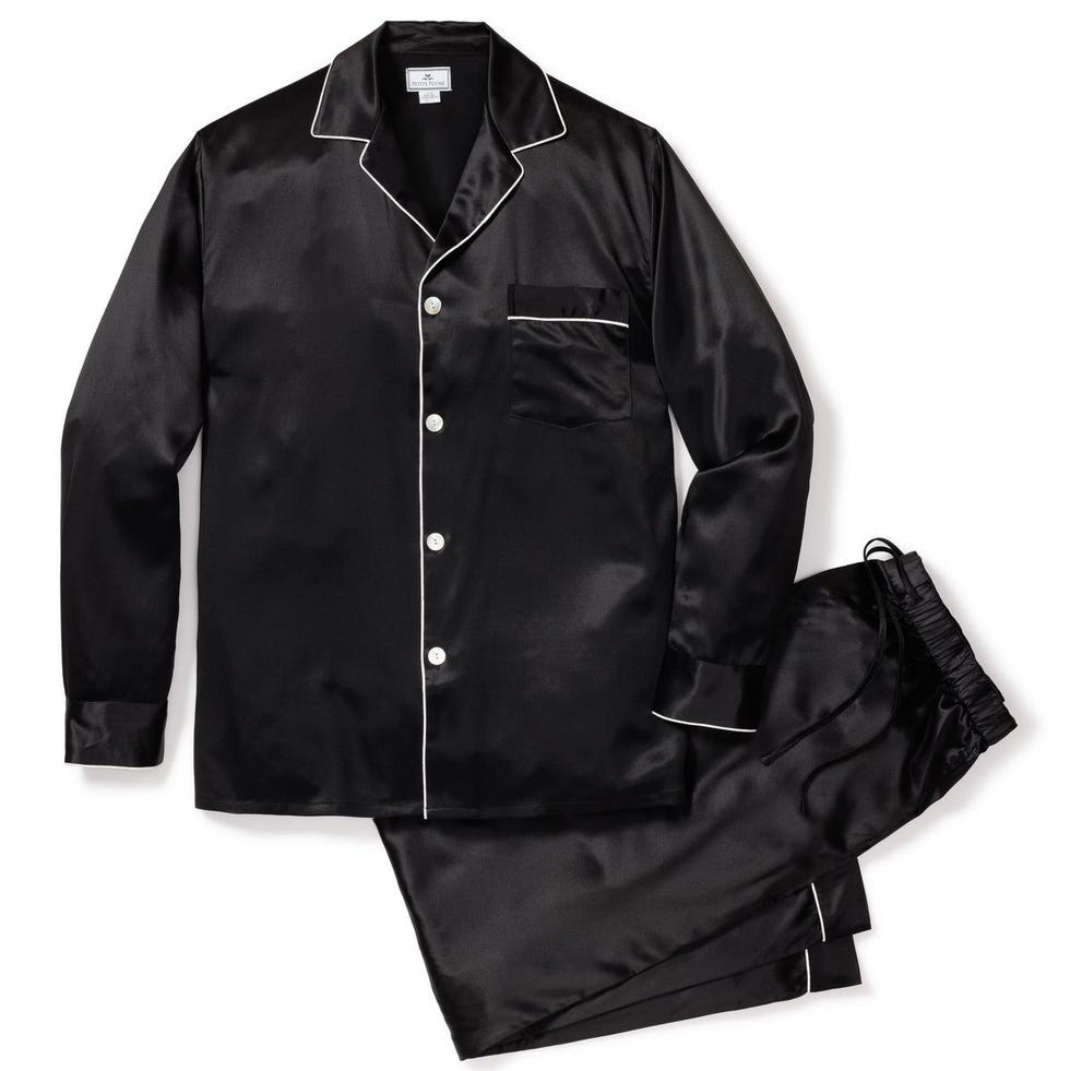 100% Mulberry Black Silk Men's Luxe Pajama 100% Mulberry Black Silk Men's Luxe Pajama