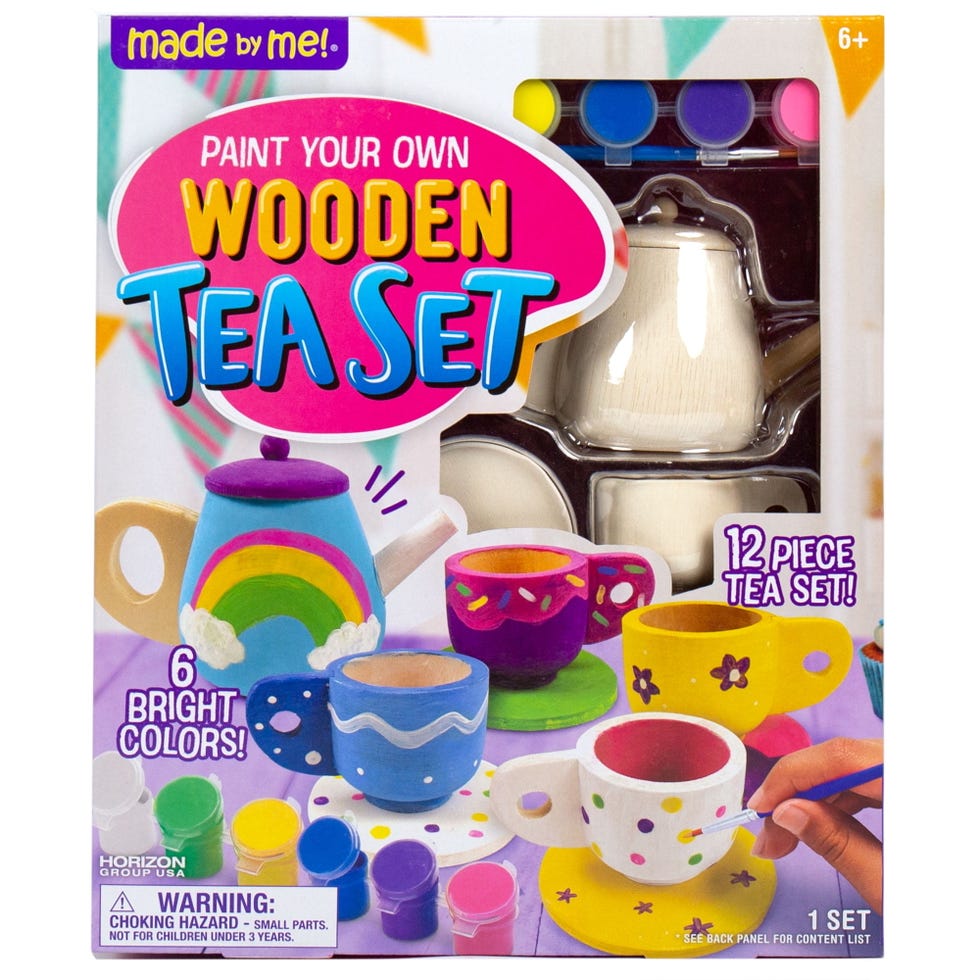 Made by Me Paint Your Own Wooden Tea Set  19 Pieces  Child  Ages 6+