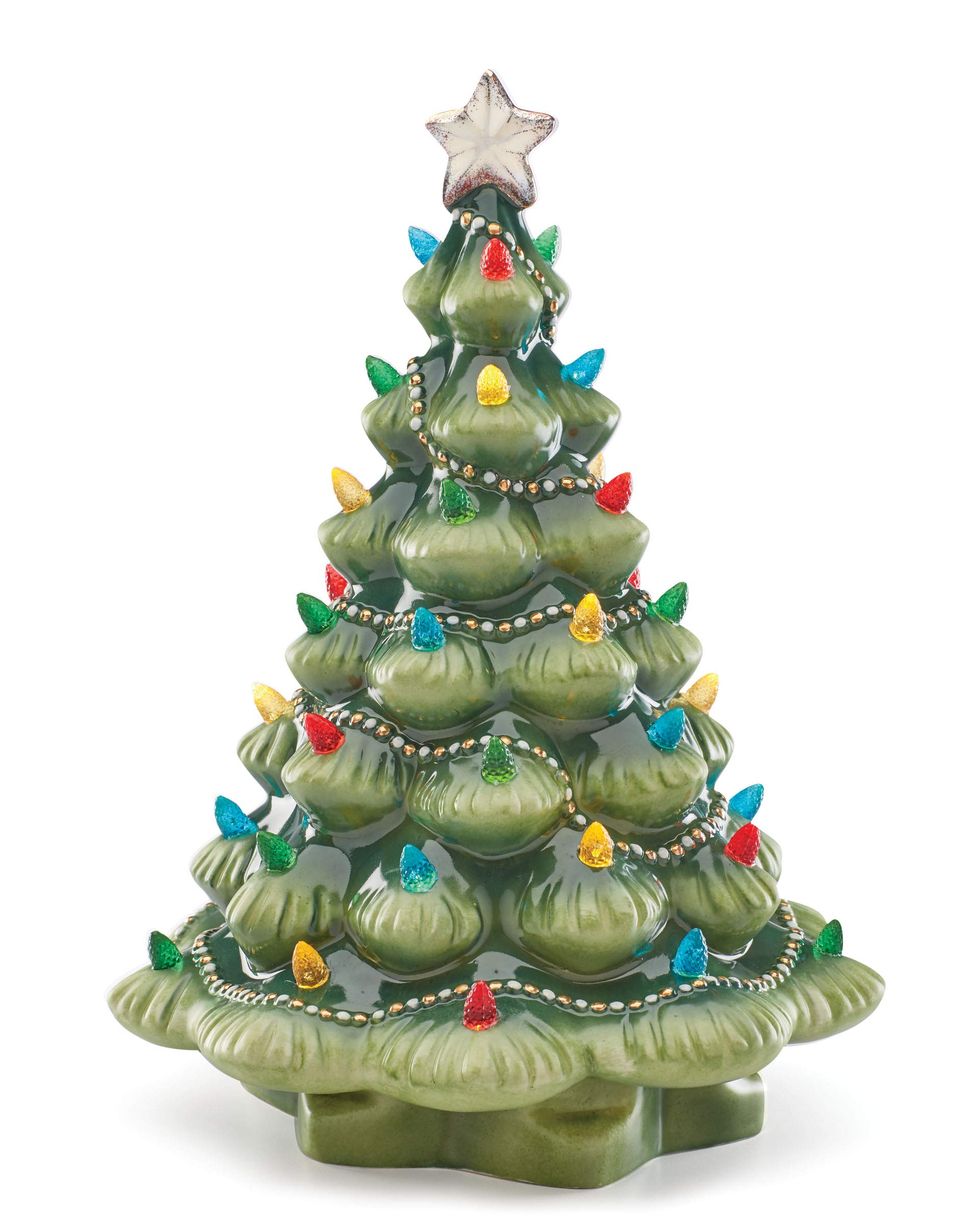 Atlantic Mold Pearl White Ceramic Lighted Vintage Christmas Tree 1970s