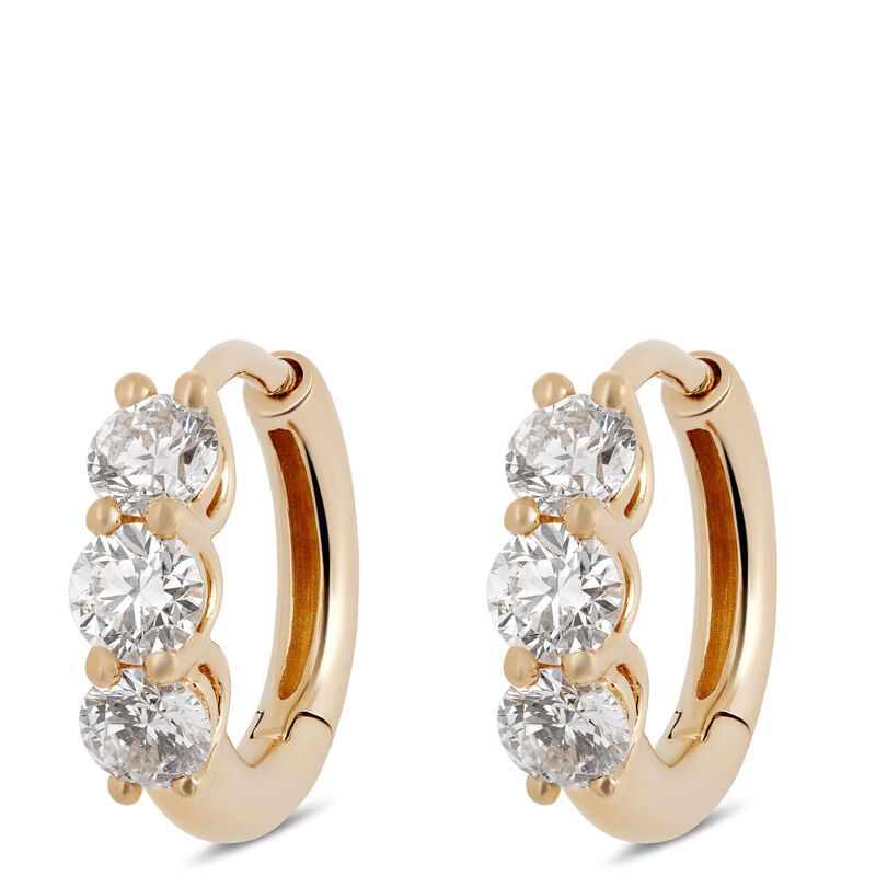 Amazon.com: Dazzlingrock Collection Round White Diamond Station 3 Stone  Hoop Earrings for Women (0.10 ctw, Color I-J, Clarity I2-I3) in 10K Rose  Gold: Clothing, Shoes & Jewelry