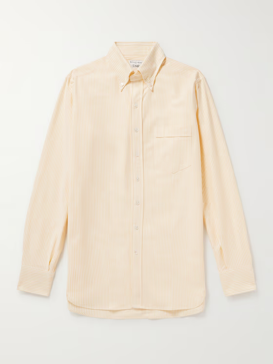 Button-Down Collar Striped Cotton Shirt