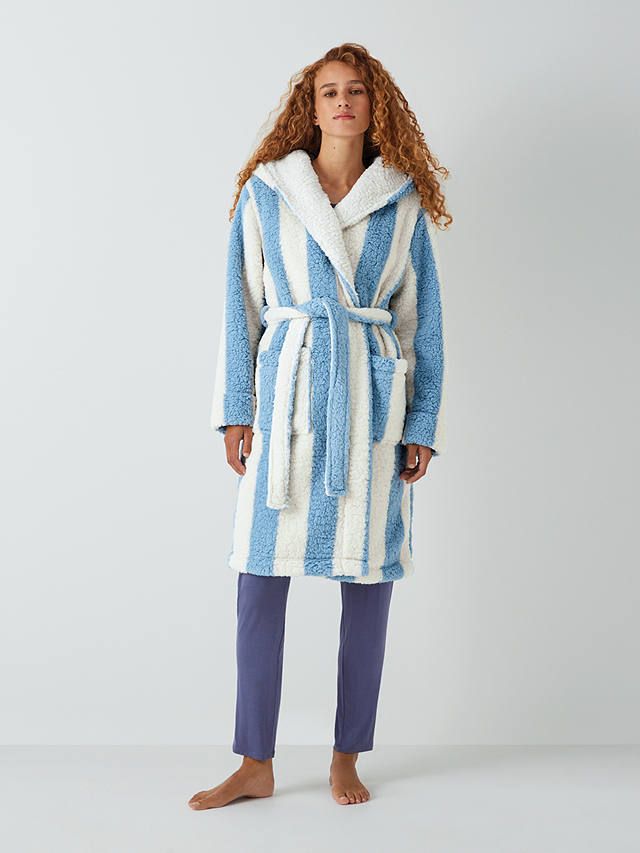 Ony Unisex Sherpa Lined Fleece Hoodie Blanket, Blue/White at John Lewis &  Partners