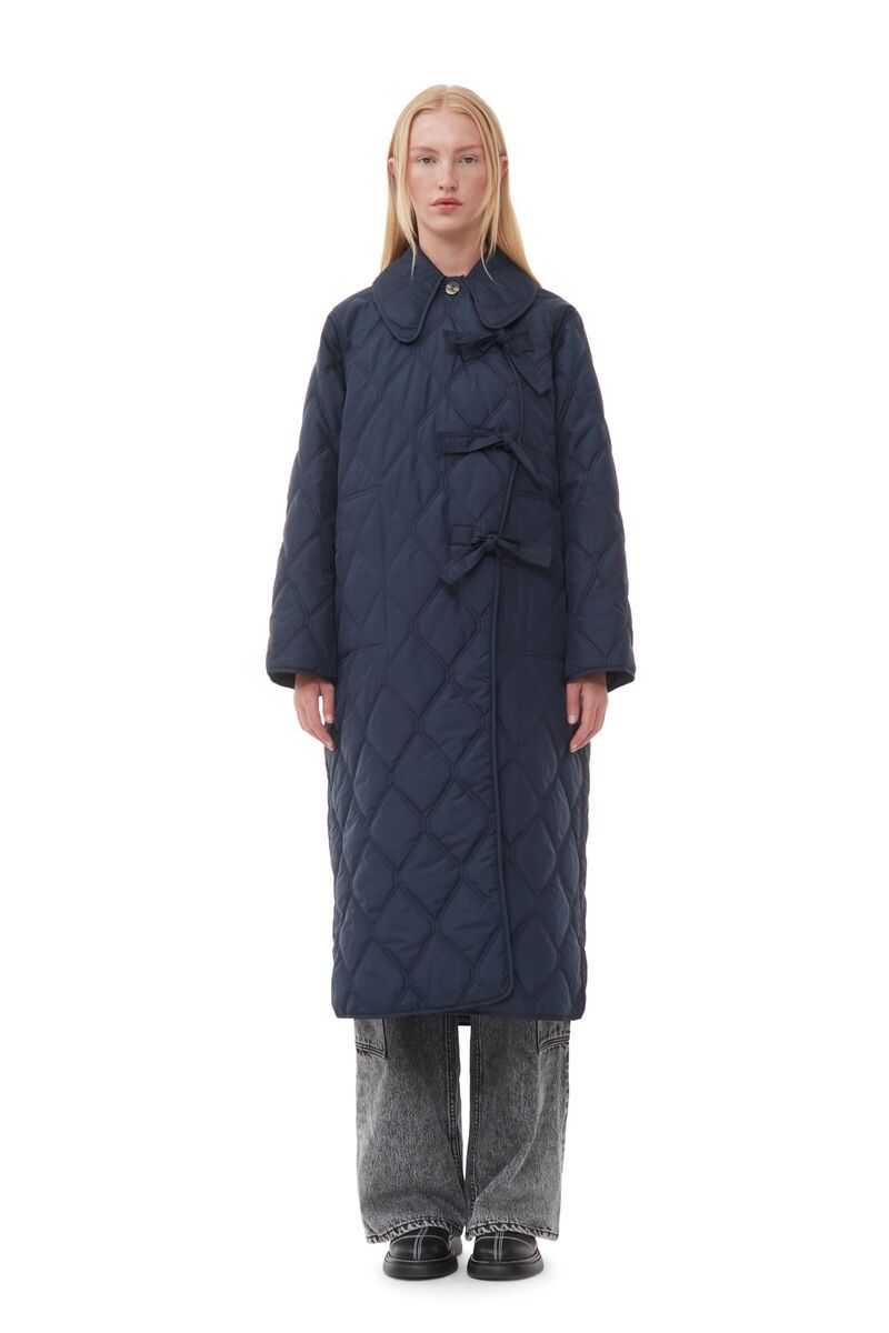 Blue Ripstop Quilt Asymmetric Coat