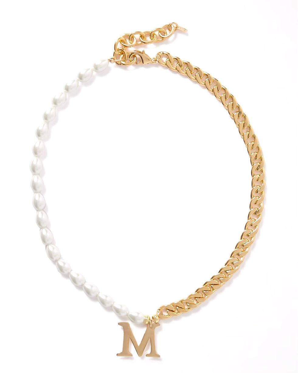 Initial Gold-Plated Faux-Pearl Necklace