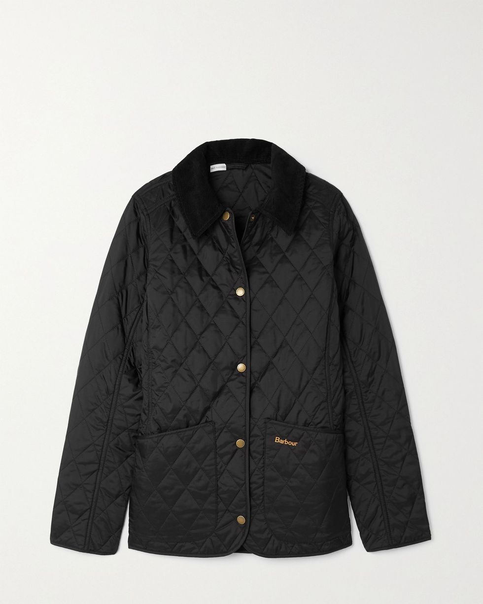 Annandale corduroy-trimmed quilted shell jacket
