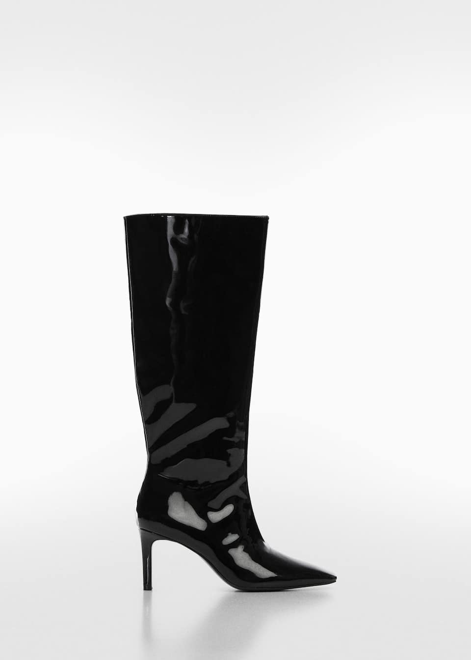 Patent leather-effect heeled boots