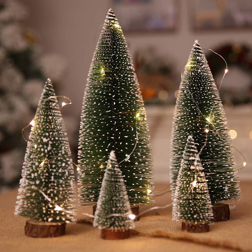 5 Artificial Mini Christmas Tree and String Lights