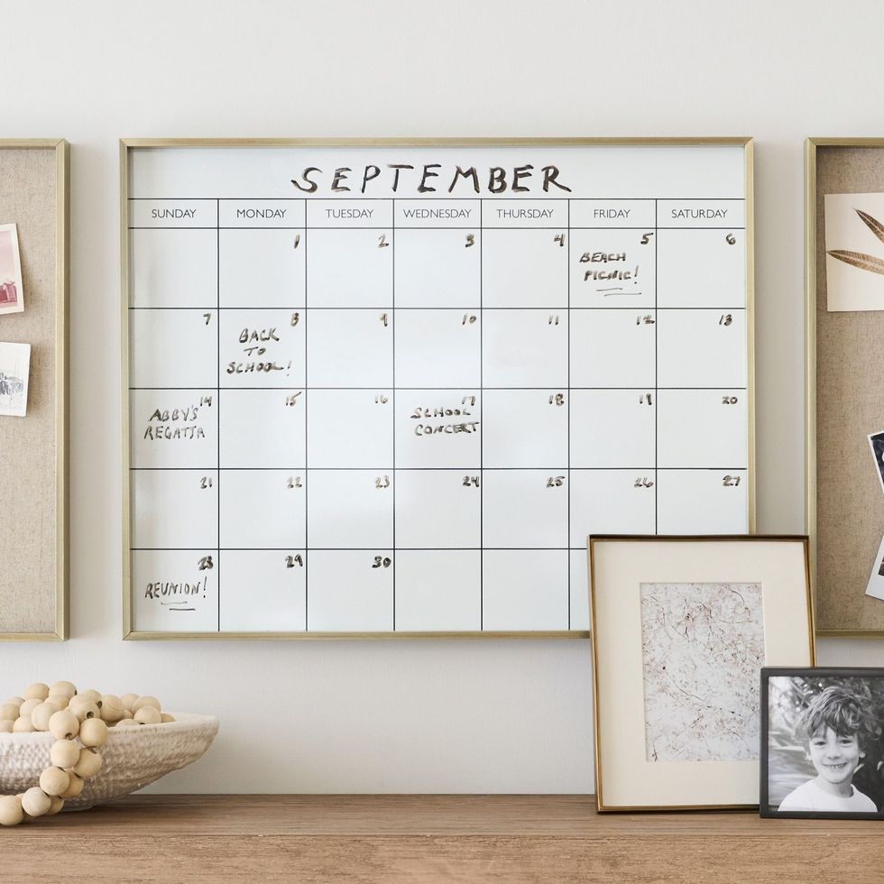 Modern Style Dry Erase White Board Calendar Framed for Kitchen