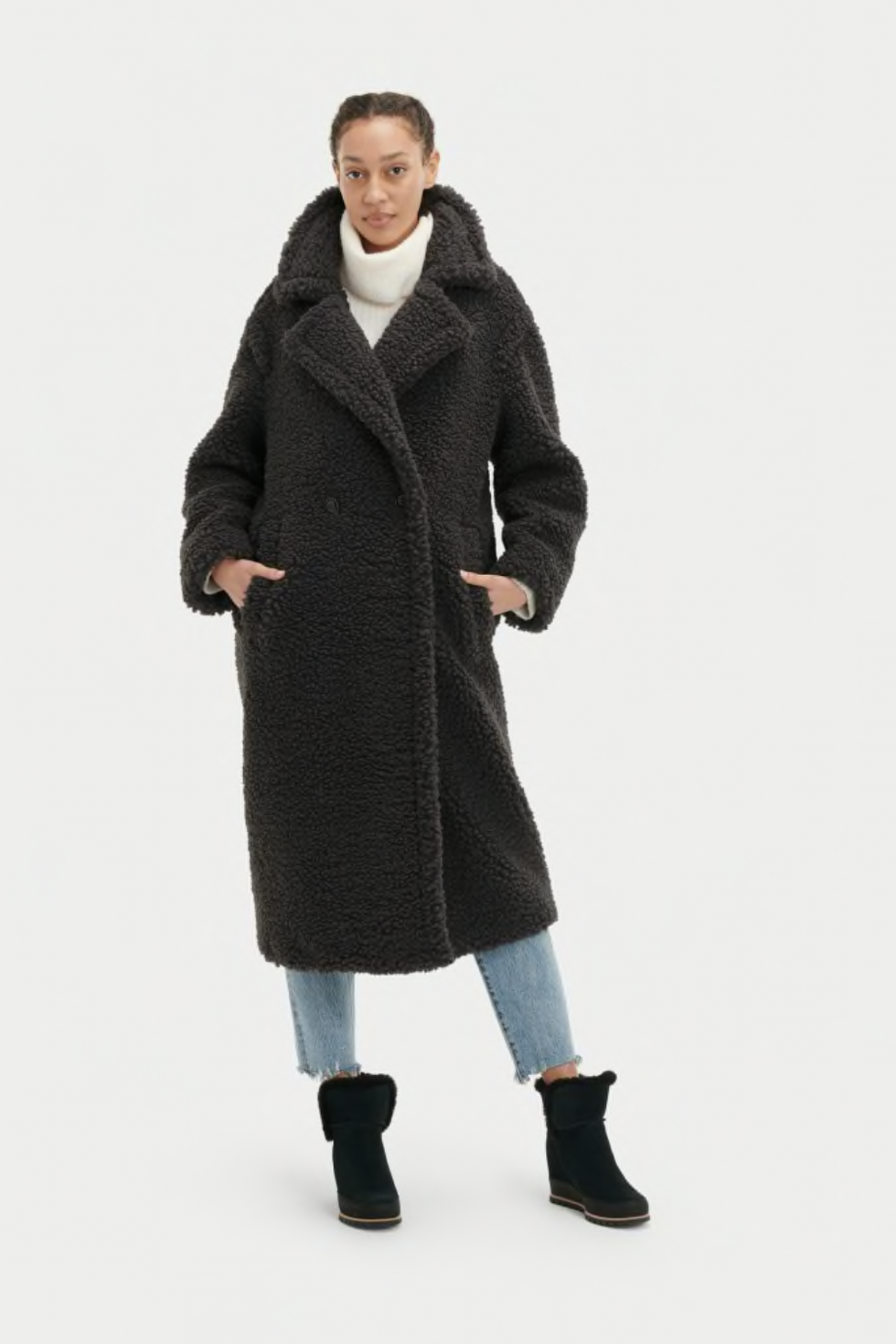 Black Oversize Teddy Coat | TENKI LONDON | SilkFred US