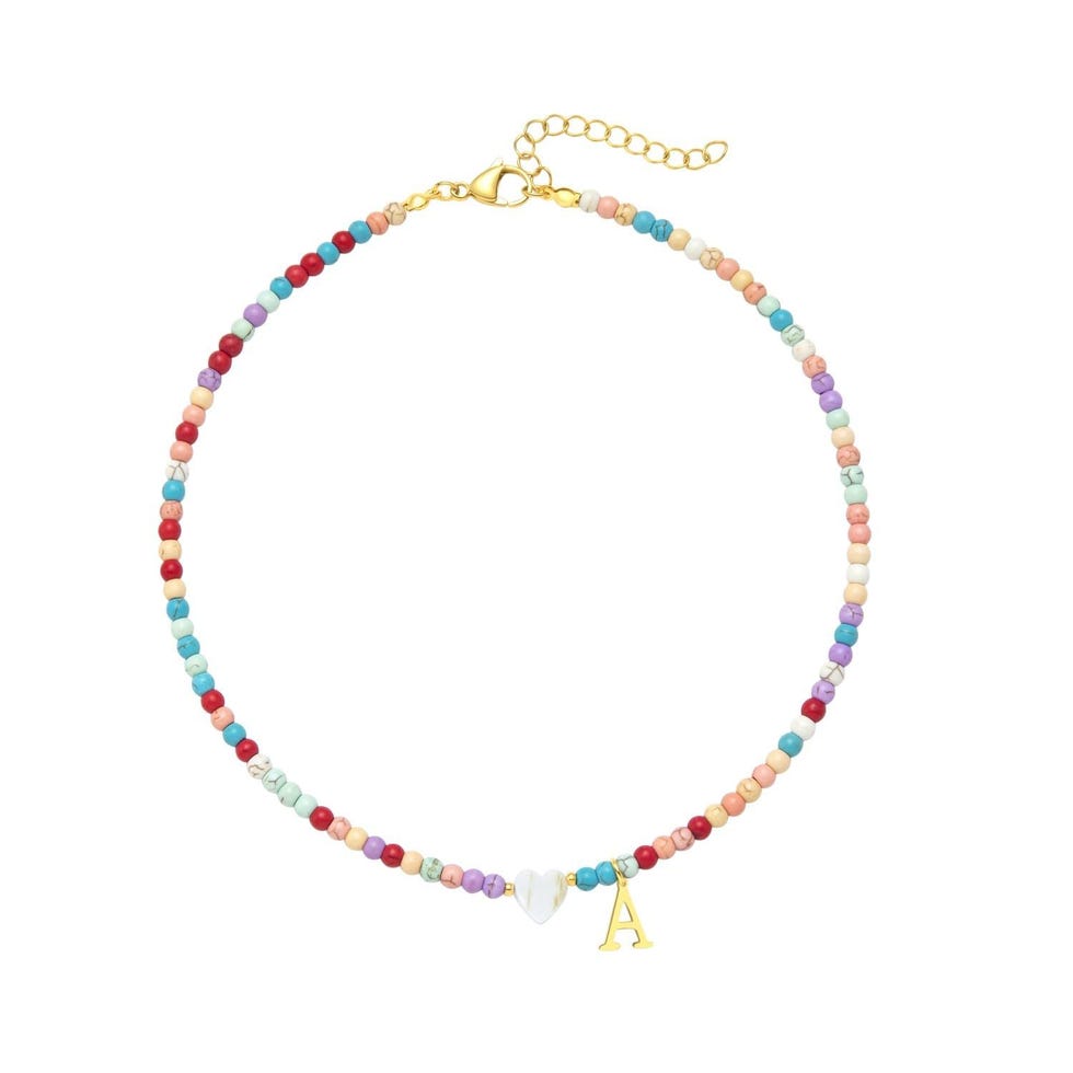 Colorful Initial Beaded Necklace 