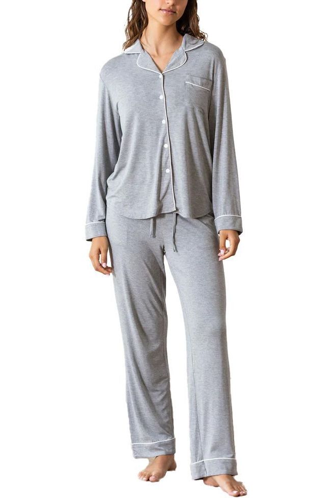 Women Silky Pyjamas Sleepwear Long Sleeve Nightwear Top Pants Pjs Set