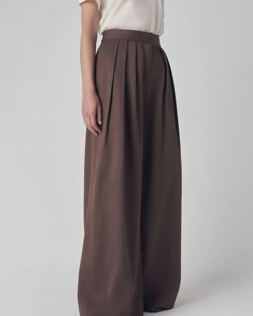 Wide-Leg Trouser in Textured Twill