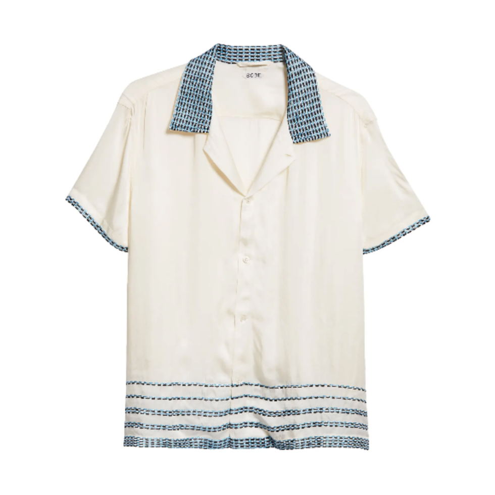 Sellier Embroidered Silk Camp Shirt