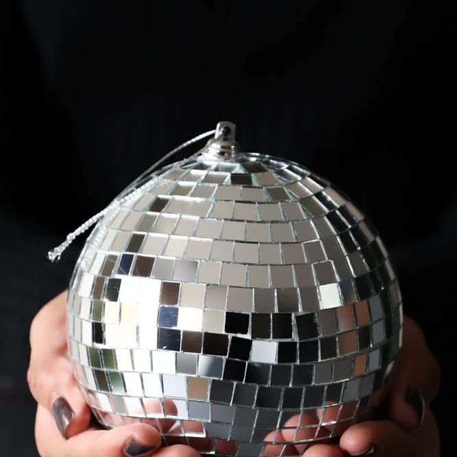 Silver Disco Ball Bauble Christmas Tree Decoration