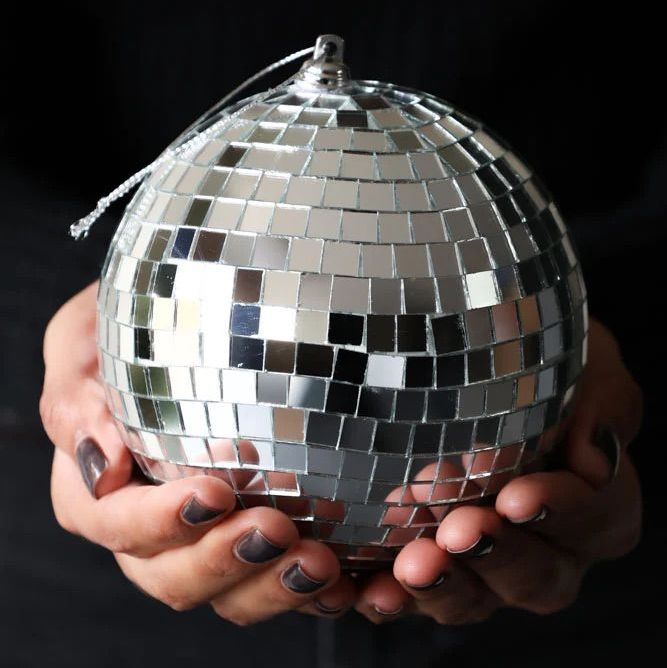 Silver Disco Ball Bauble Christmas Tree Decoration