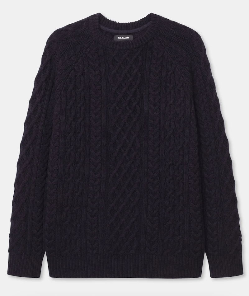 Luxe Cashmino Cable Crewneck Sweater