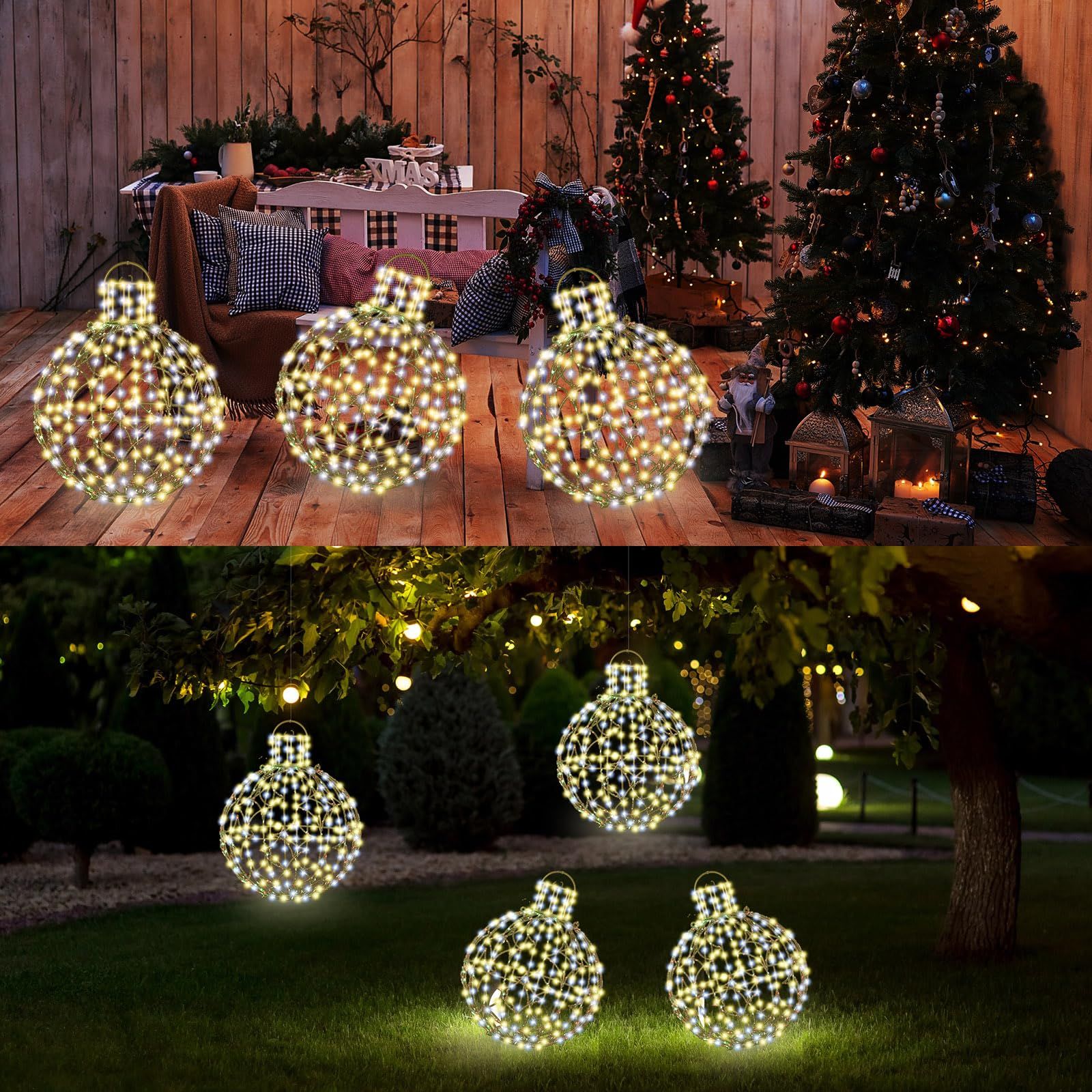 Outdoor christmas decorations clearance tree balls