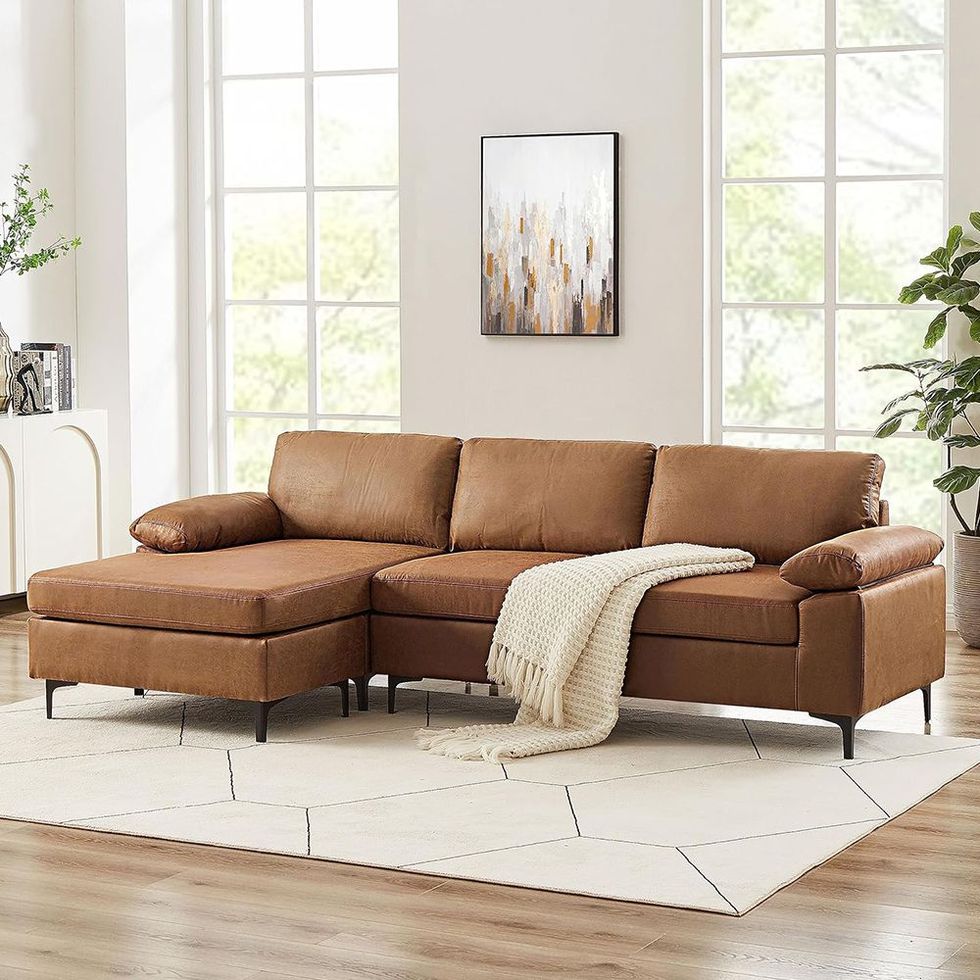 Sectional Faux Leather Couch 