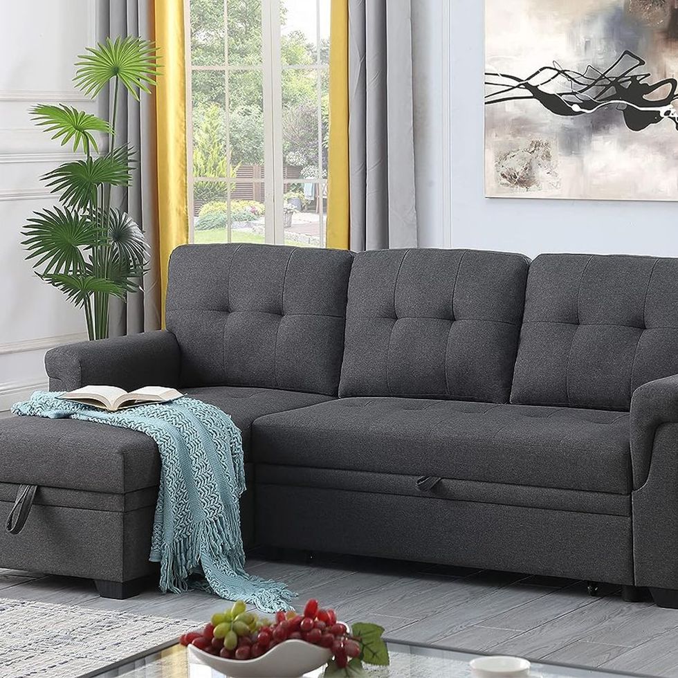 Sleeper Sectional Sofa with Storage Chaise 